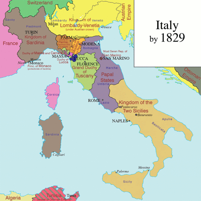 De eenwording van Italië in een animatie