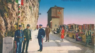 De grens tussen Italië en Frankrijk rond 1910 (bron: Wikimedia)