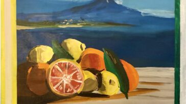 Zonnende citroenen, appelsienen en pompelmoezen en 2 fiere limoengroene bodyguards aan de Ionische Zee met een snurkende Etna als achtergrondmuziek