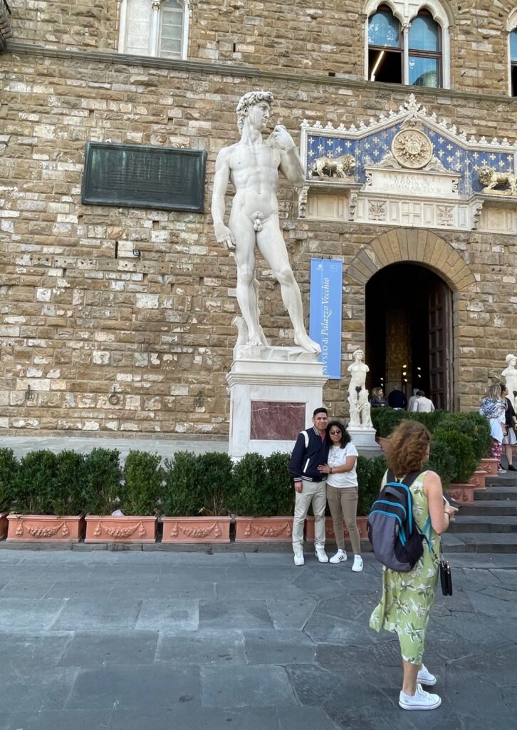 De kopie van de David van Michelangelo op Piazza della Signoria